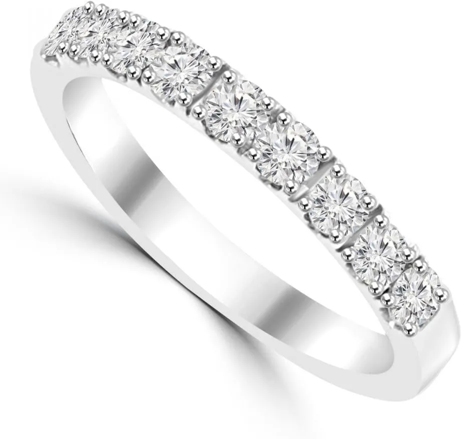 0.72ct Ladies Round Cut Diamond Wedding Band in Platinum
