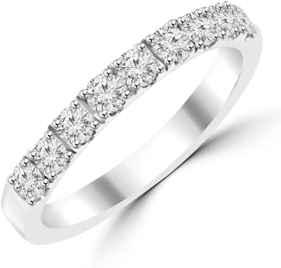0.72ct Ladies Round Cut Diamond Wedding Band in Platinum