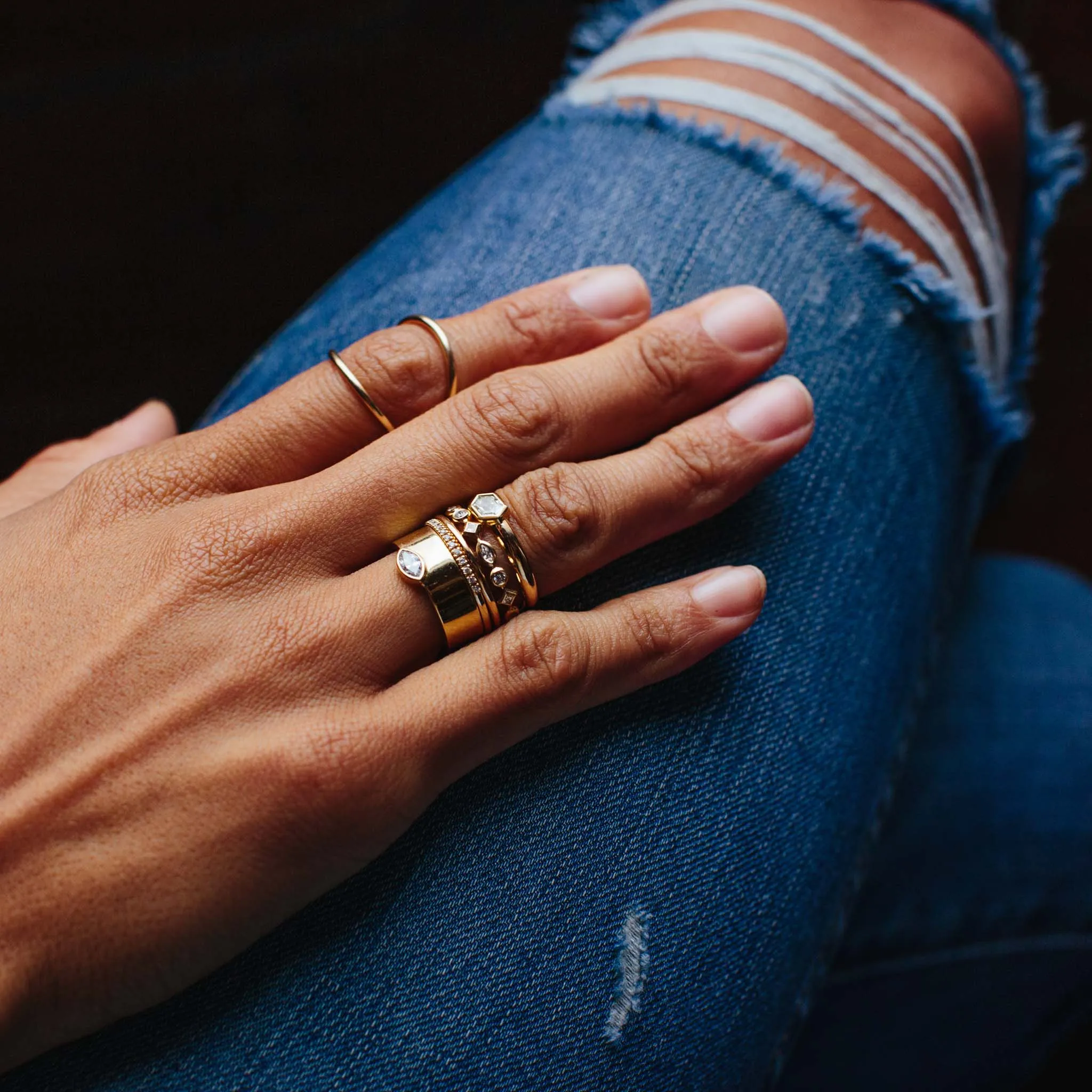 14k Pavé Diamond Half Eternity Band Ring