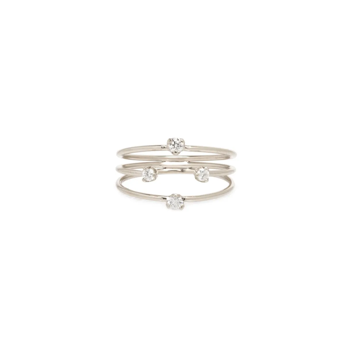 14k Prong Diamond Triple Open Band Ring