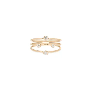 14k Prong Diamond Triple Open Band Ring