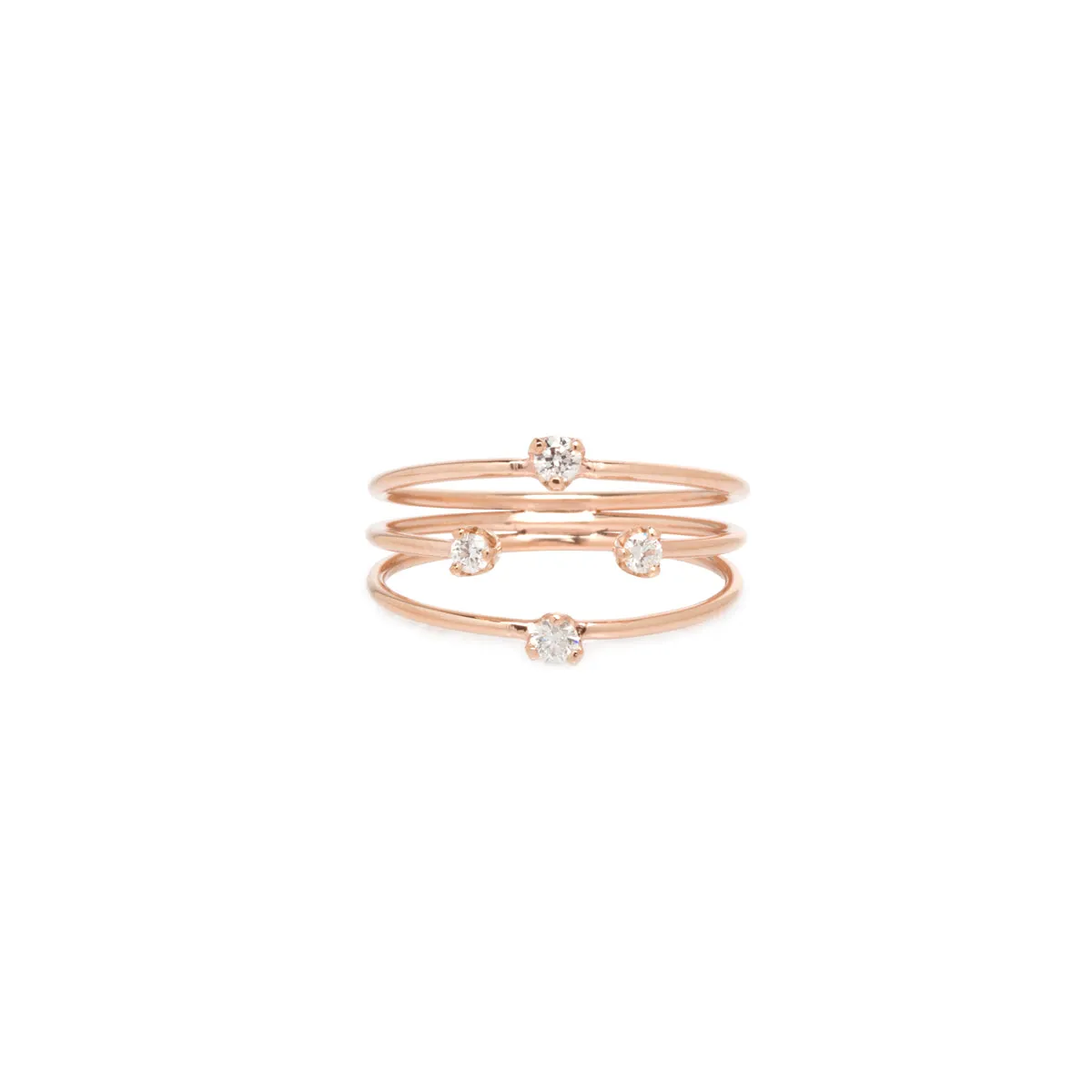 14k Prong Diamond Triple Open Band Ring