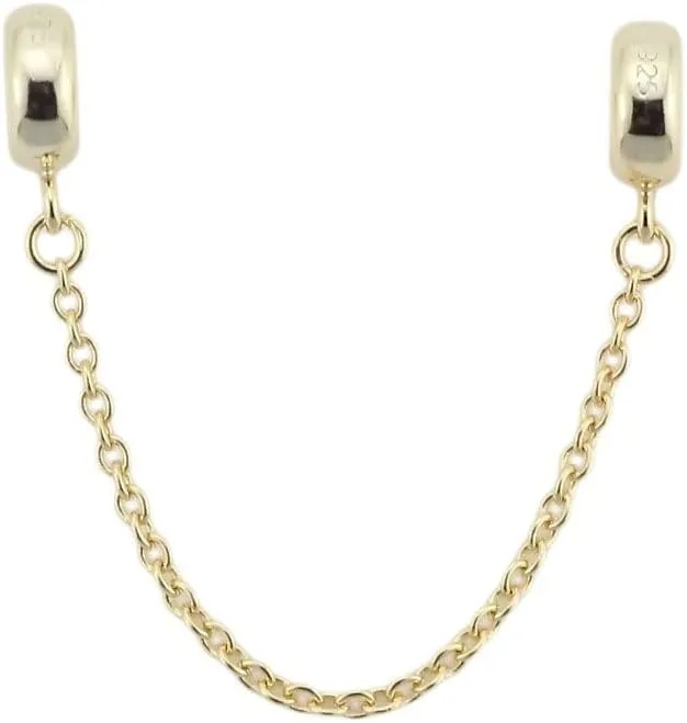 ARTCHARM .925 Sterling Silver Stopper Safety Chain Bead Charm for European Charm Bracelets