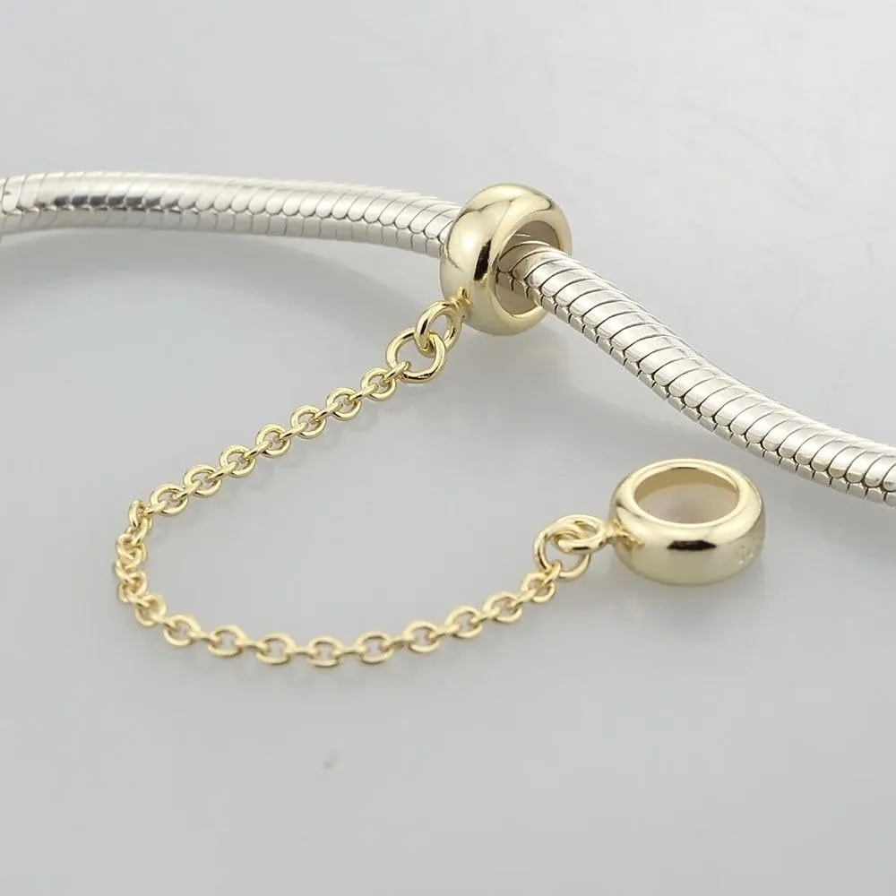 ARTCHARM .925 Sterling Silver Stopper Safety Chain Bead Charm for European Charm Bracelets