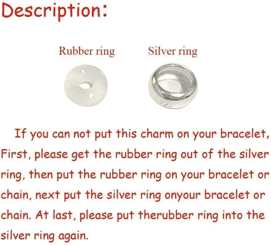 ARTCHARM .925 Sterling Silver Stopper Safety Chain Bead Charm for European Charm Bracelets
