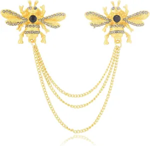 Brooches and Pins for Women Bee Chain Collar Pins for Sambas Safety Brooch Pins for Clothes Business Suit Collar Bar Pin Christmas Pins and Brooches Jewelry Gifts