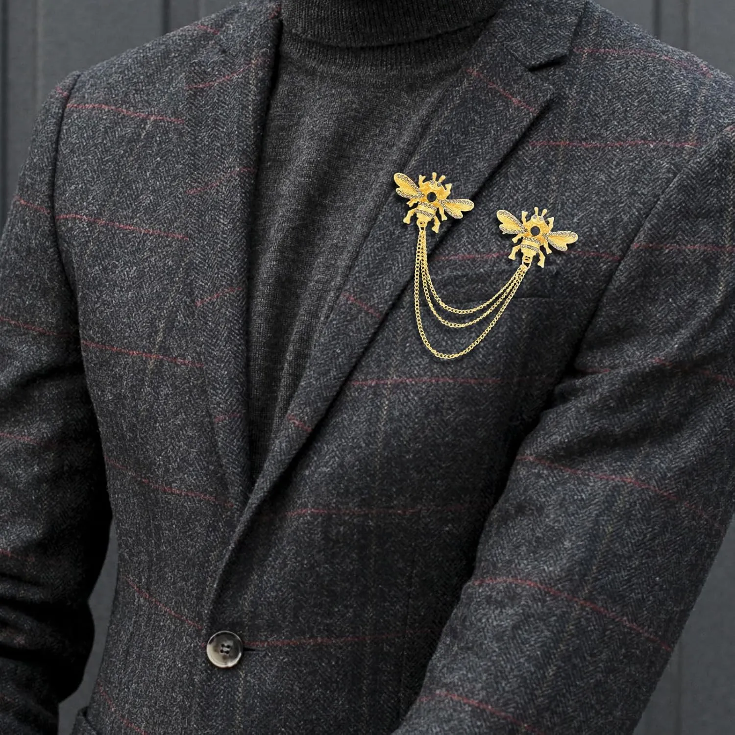 Brooches and Pins for Women Bee Chain Collar Pins for Sambas Safety Brooch Pins for Clothes Business Suit Collar Bar Pin Christmas Pins and Brooches Jewelry Gifts