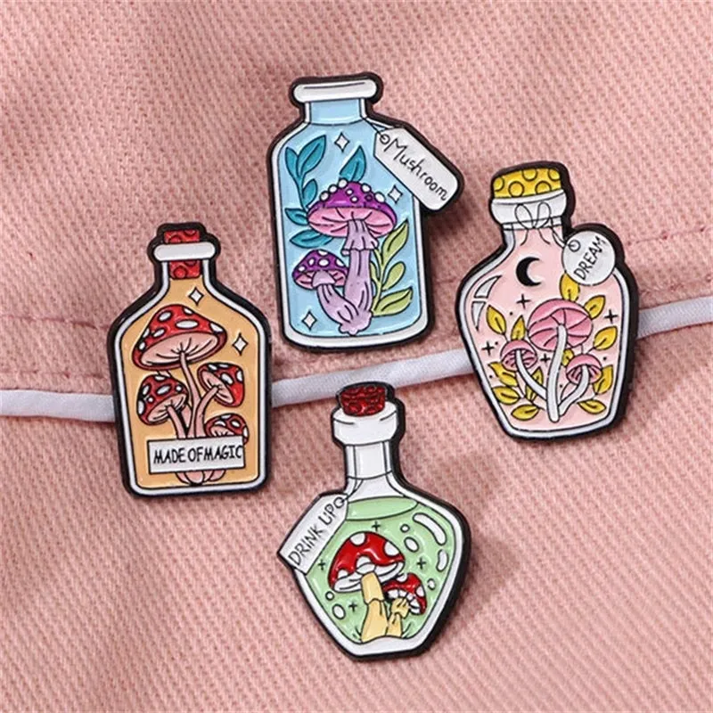Cartoon Style Sweet Artistic Floral Mushroom Alloy Stoving Varnish Plating Unisex Brooches