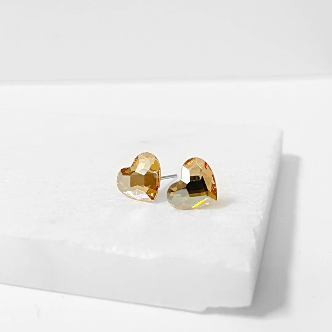 Crystal Hearts with Surgical Steel Studs