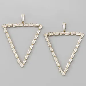Cubic Zirconia Pave Tringle Statement Earrings