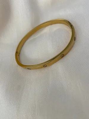 Diamanté Bangle - Thin Gold