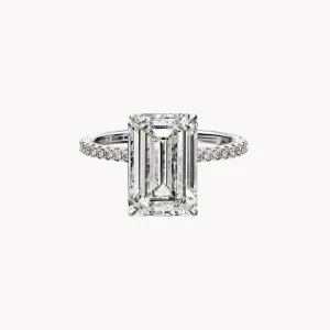 Emerald Cut Engagement Ring with Diamond Pavé