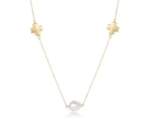EN-15" Choker Signature Cross Admire Simplicity Chain Gold/Pearl