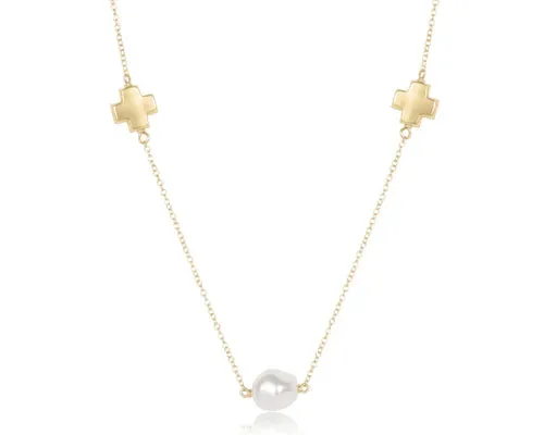 EN-15" Choker Signature Cross Admire Simplicity Chain Gold/Pearl