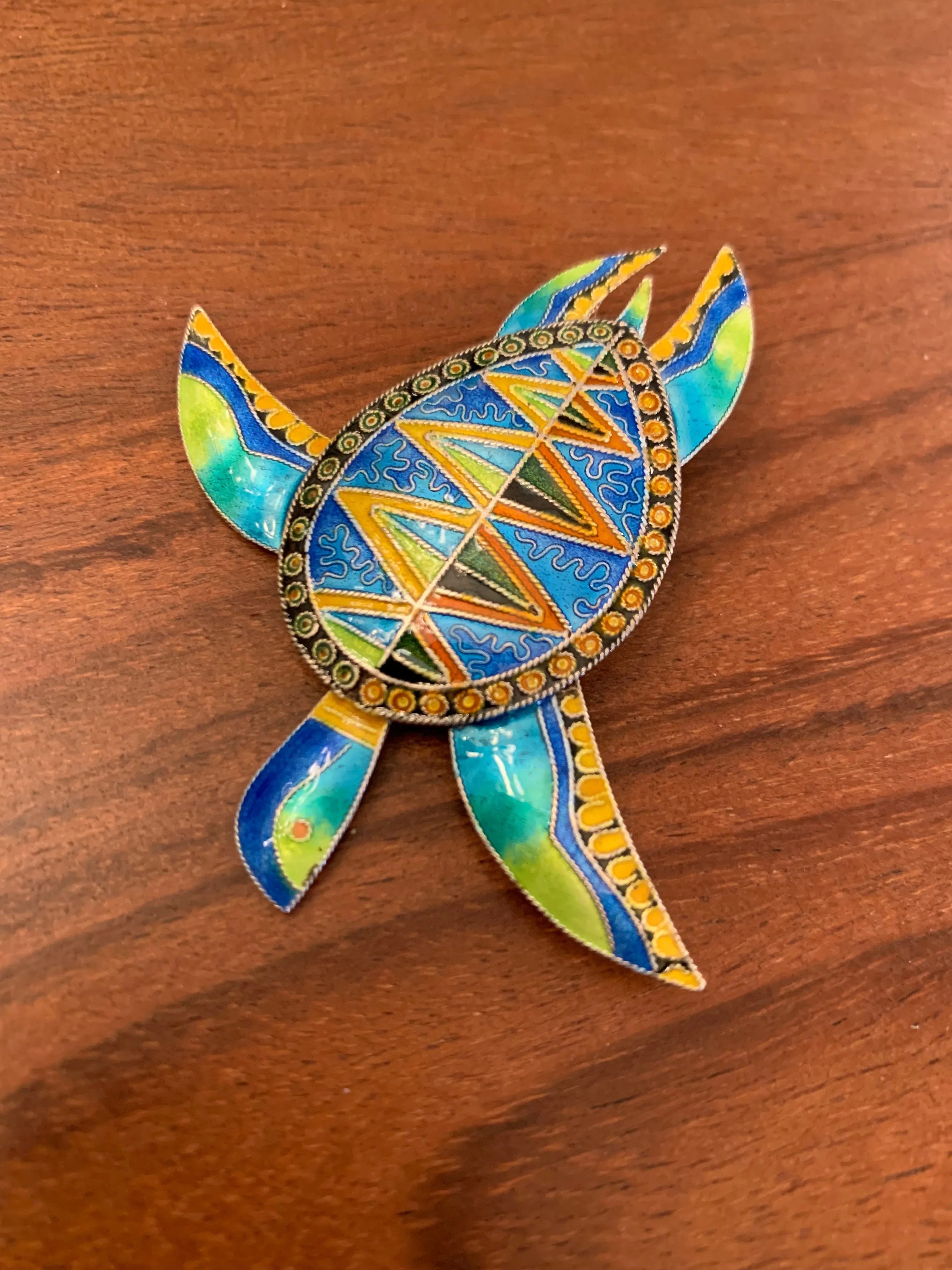 Enameled Turtle Brooch