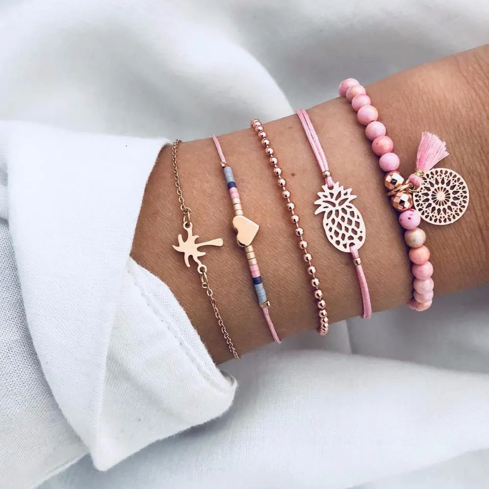 Hand Jewelry Simple Retro Bracelet Hao Stone Geometric Bracelet Set
