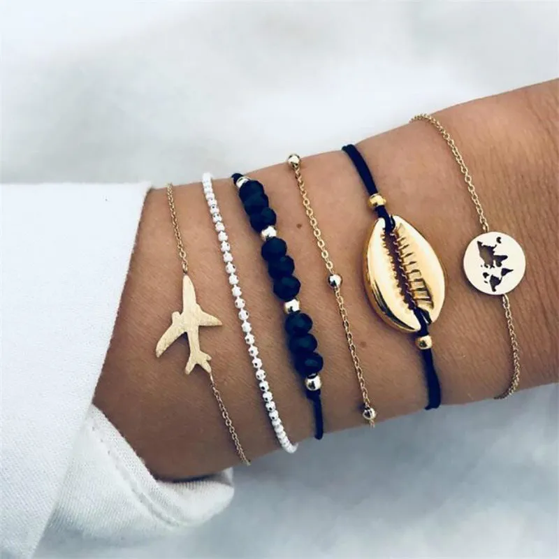 Hand Jewelry Simple Retro Bracelet Hao Stone Geometric Bracelet Set
