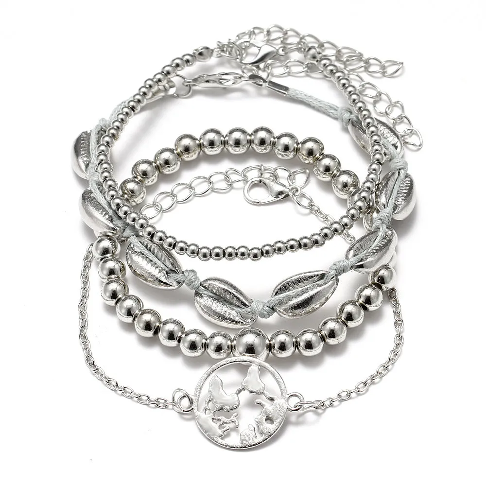Hand Jewelry Simple Retro Bracelet Hao Stone Geometric Bracelet Set