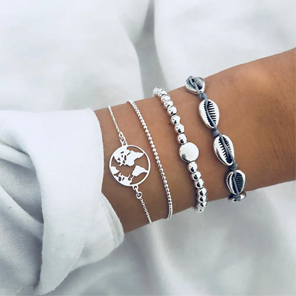 Hand Jewelry Simple Retro Bracelet Hao Stone Geometric Bracelet Set