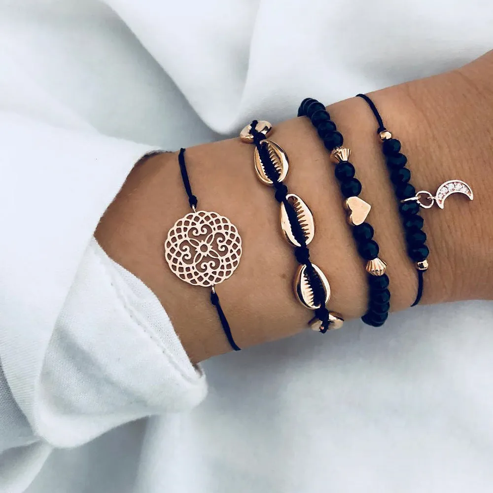 Hand Jewelry Simple Retro Bracelet Hao Stone Geometric Bracelet Set