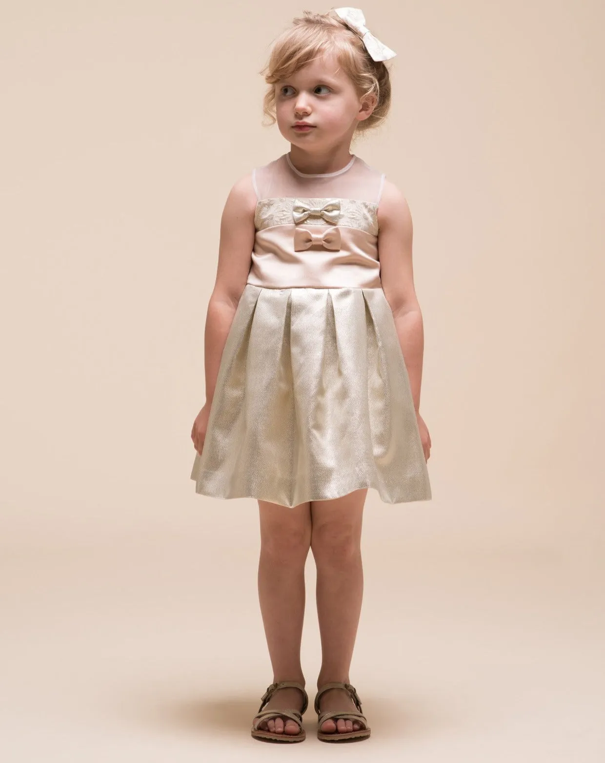 Hucklebones Metallic Gold Bodice Party Dress