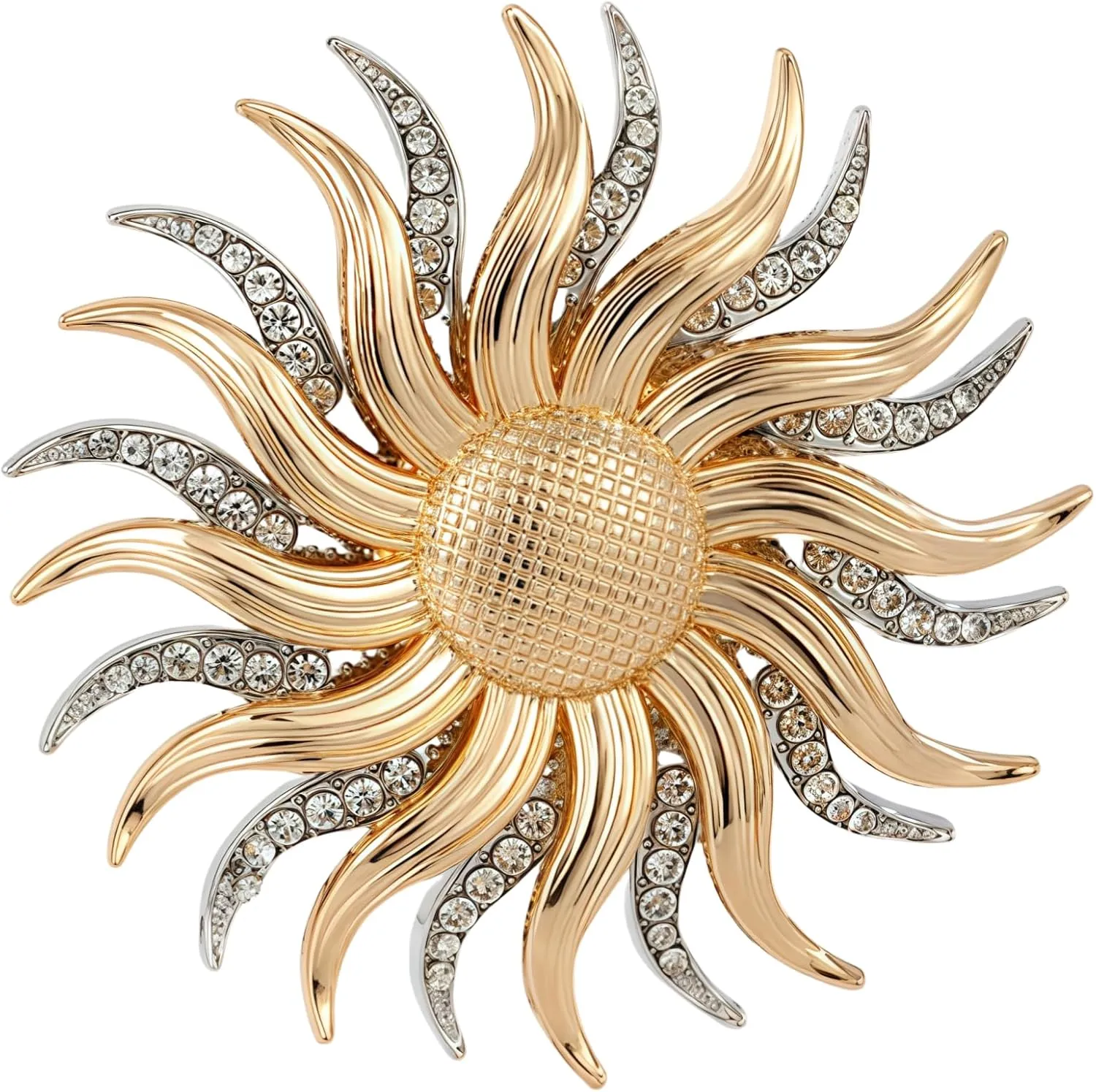 MLEPUS Fashion Sun Brooch Pin for Women Men Gold Tone Vintage Crystal Rhinestone Exquisite Star Celestial Brooch Lapel Pin Creative Dress Accessories Mother's Day Birthday Party Jewelry