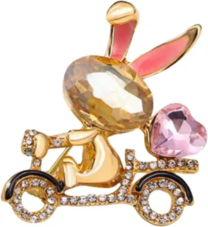 MLEPUS Rhinestone Bunny Brooch Pin for Women Girls Biker Rabbit Fashion Elegant Pink Heart Cute Animal Pet Brooch Lapel Pin Easter Egg Holiday Party Jewelry Gift