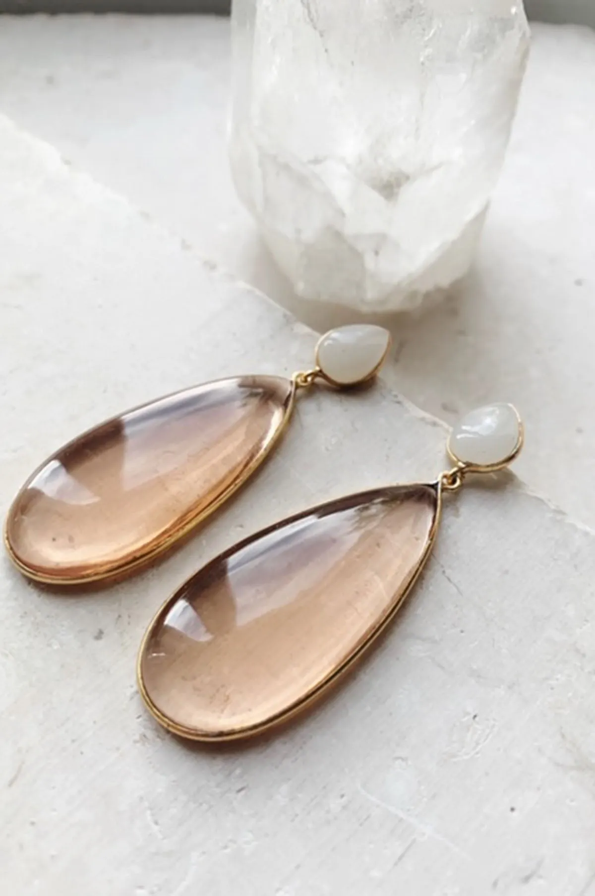 Nancy Statement Earrings Milk and Champagne