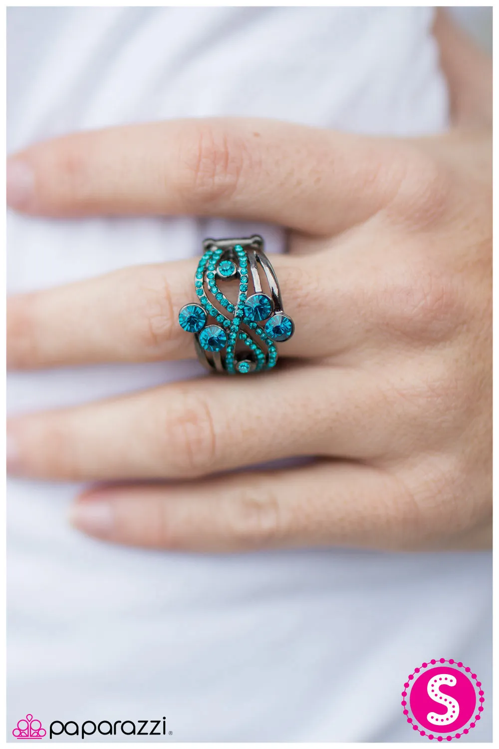Open Door Jewelry - Dont Forget To Sparkle! - Blue Ring - Paparazzi Accessories