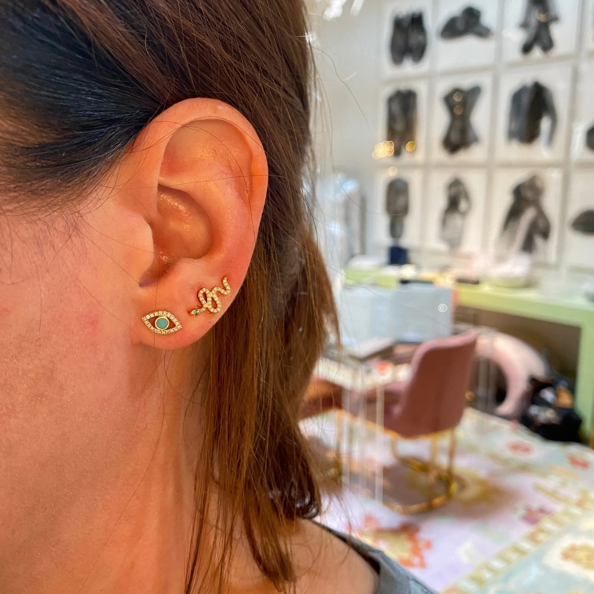Pave Slithering Snake Stud
