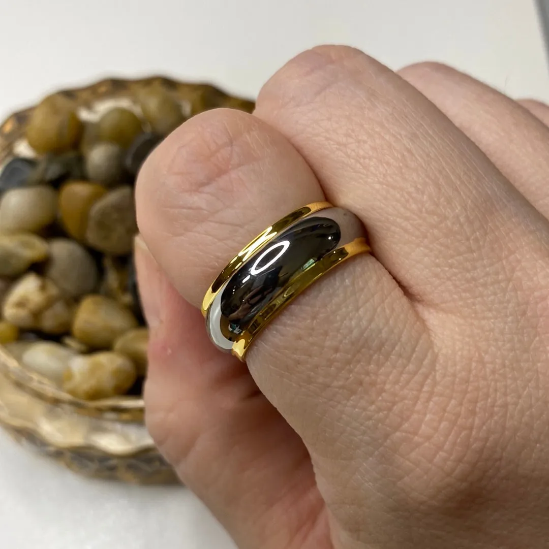 Silver & Gold Tungsten Band