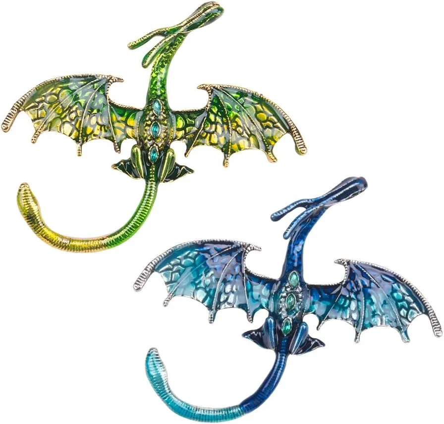 ZORZA Vintage Enamel Dragon Brooch Pin Rhinestone Pterosaur Flying Dragon Brooch Cartoon Style Animal Brooch Personalized Wings Dragon Badge for Hats Collars and Bags